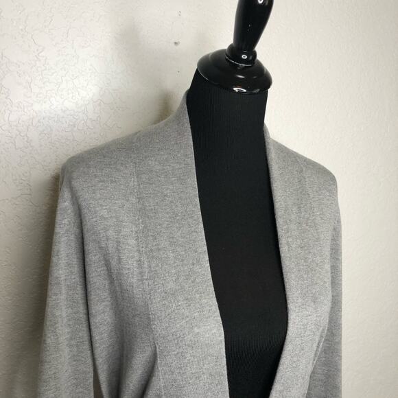 WHBM gray open front waist tie long cardigan sweater size Extra Small XS - Picture 2 of 15